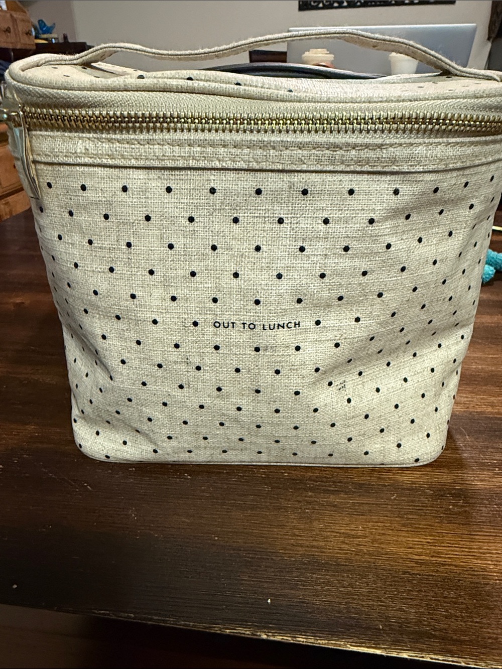 Kate Spade Polka Dot Canvas Lunch Tote - Cream 9x7